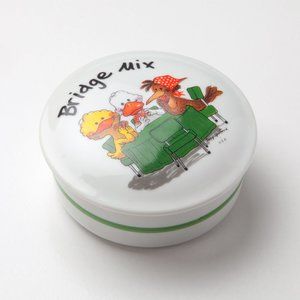 Vintage Enesco 1976 Suzy's Zoo Bridge Mix Candy Dish Ducks & Chicken Cards Japan